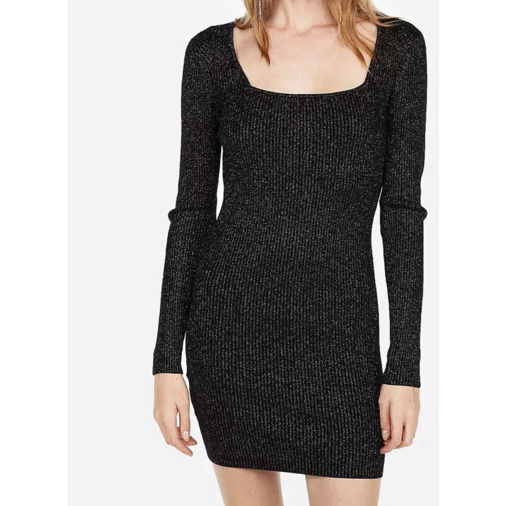 NOT FOR SALE - NEW EXPRESS METALLIC RIBBED SQUARE NECK BODYCON